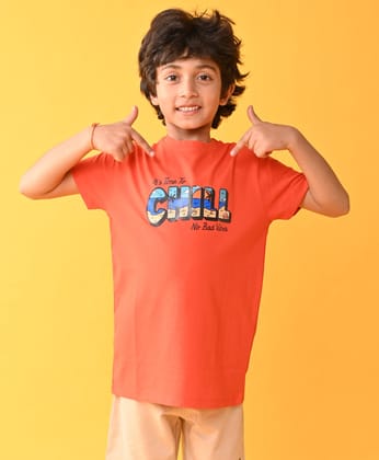 ITS TIME TO CHILL SHORT SLEEVE BOYS T-SHIRT - ORANGE-0-6 MONTHS / 1N / ORANGE