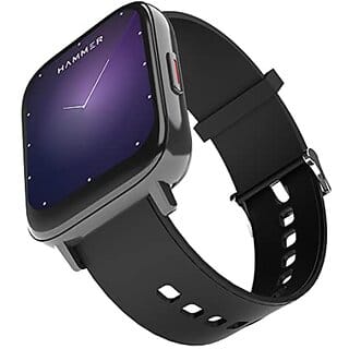 Hammer Pulse 3.0Bluetooth Calling Smart Watch with IP67Rating 1.69#34 Large Display with SpO2 Monitoring Full Touch Screen Multiple Watch withCamera Music Control(Black)