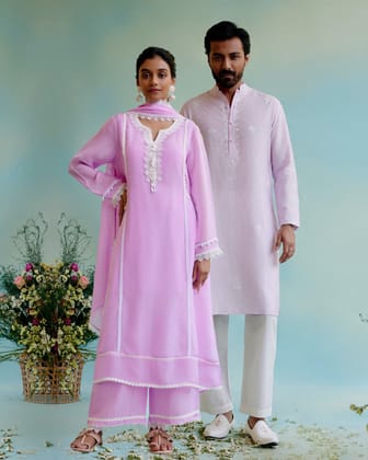 Pairing of Lilac Bliss Anarkali with Lilac Nehru Jacket Look-Custom