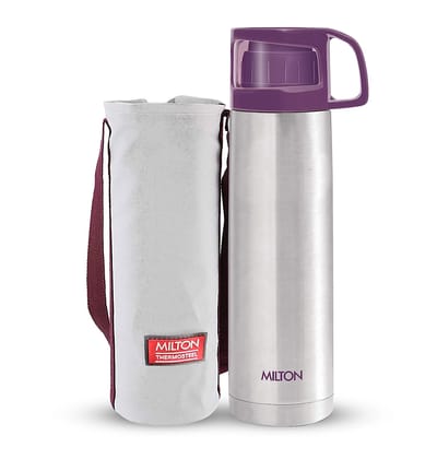 Thermosteel 24 Hours Hot and Cold Water Bottle with Drinking Cup Lid, 1 Litre, Purple-Purple