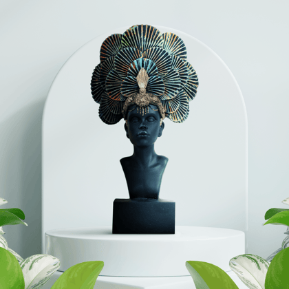 Ornate Tribal Queen Headpiece Statue
