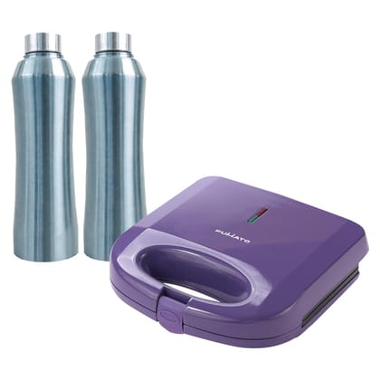 The Better Home FUMATO Presswich 750W Sandwich Maker 2 Slice Grill Purple  Stainless Steel Water Bottle 1 Litre Pack of 2 Blue-The Better Home FUMATO Presswich 750W Sandwich Maker, 2 Slice Grill,