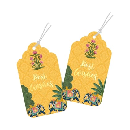 Luxe Personalised Gift Tags - Royal Elephant Yellow-25 gift tags