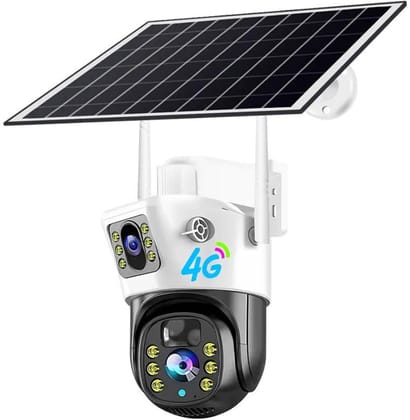 ApnaCam 4G Solar Powered Dual Lens Camera PTZ | Live View | Two-Way Audio | Color Night Mode | Motion Detection | Waterproof | SD Card Support | Built-in Alarm