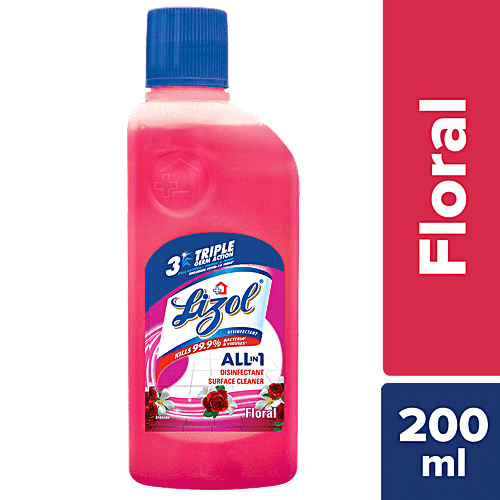 Lizol Disinfectant Surface & Floor Cleaner Liquid - Floral, 200 ml