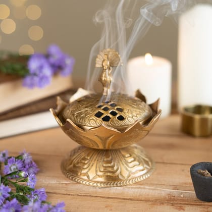 Lotus Brass Loban Lamp I Dhoop Dani | Dhuni