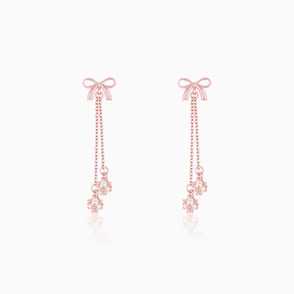 Rose Gold Bow Dangler Earrings