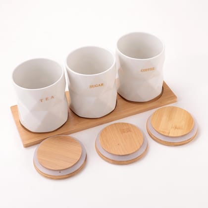 The Better Home UMAI 3 pcs Ceramic canister set  large  750ml  White  PLS761-1L-The Better Home UMAI 3 pcs Ceramic canister set | large | 750ml | White | PLS761-1L - Default Title