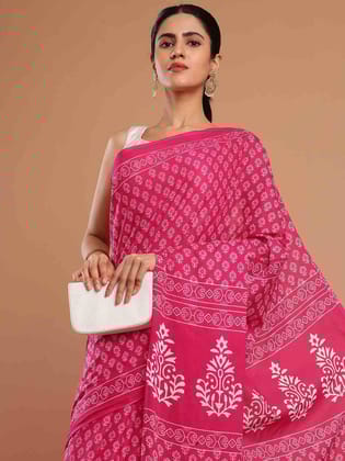 Kalyan Silks Pink With White Printed Saree