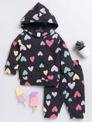 Charcoal All Love Co-ord Hoodie Set-3-4 y