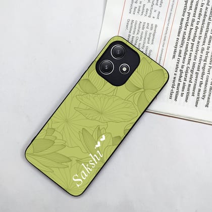 Customized luxury Mint Green leaves Glossy Metal Case Cover For Redmi-Redmi Note 14 Pro 5G