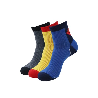 Justice League Men's Cotton High Ankle Sports Rib Socks | Pack of 3-Stretchable from 25 cm to 33 cm / 3 N / Socks without Giftbox