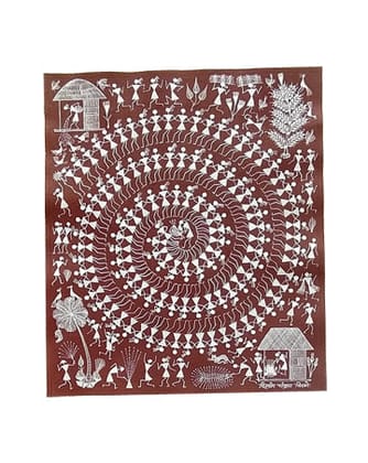 Tarpa Dance Warli Painting, 10 Inch x 12 Inch