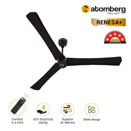 Atomberg Renesa 1400 mm BLDC Ceiling Fan with Remote Control  LED Indicators  Earth Brown-Atomberg Renesa+ 1400 mm BLDC Ceiling Fan with Remote Control & LED Indicators | Earth Brown