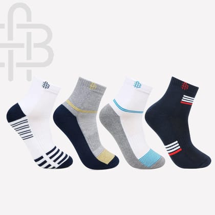 Men Cushioned Ankle Length Sports Socks -Pack Of 4