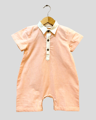 Orange Striped Romper-0-3 months