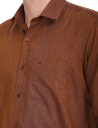 Linseed Cotton Brown Colour Shirt Full Sleeve -17013-38
