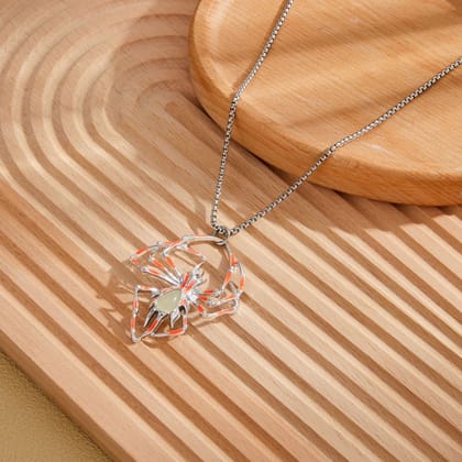 Dark Jewel Spider (Pendant + Chain )-Orange