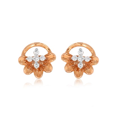 Senco Gold Sleek Flower Diamond Studs