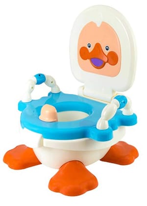 MM TOYS Panda Duck Potty Training Seat with Removable Bowl and Closable Cover - Blue