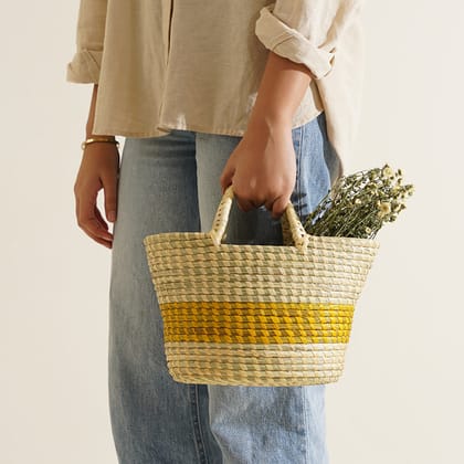 Veda Moonj Grass Bag - Yellow