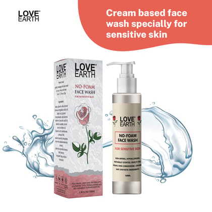 Love Earth No Foam Face Wash for Normal to Sensitive Skin | Soap Free, Non-Irritating, Skin Hydrating | Gentle Skin Cleanser 100ML