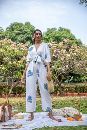 Breezy Bunch White Jumpsuit-M