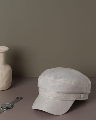 White Solid Vintage Breton Cap-Hat