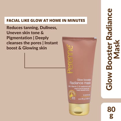 Glow Booster Radiance Mask with Vitamin C & Hyaluronic Acid | Deeply Cleanses | Instantly Glowing & Clear Skin | Men & Women | For All Skin Types (80g)-Pack Of 1 (80 gm)