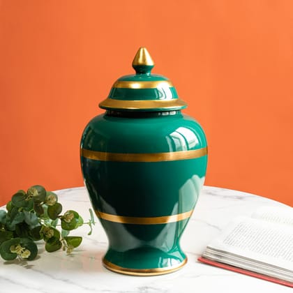 Emerald Sunburst Decorative Ceramic Vases And Showpieces - Big-Height - 15 Inches & Width - 9 Inches / Ceramic / Available