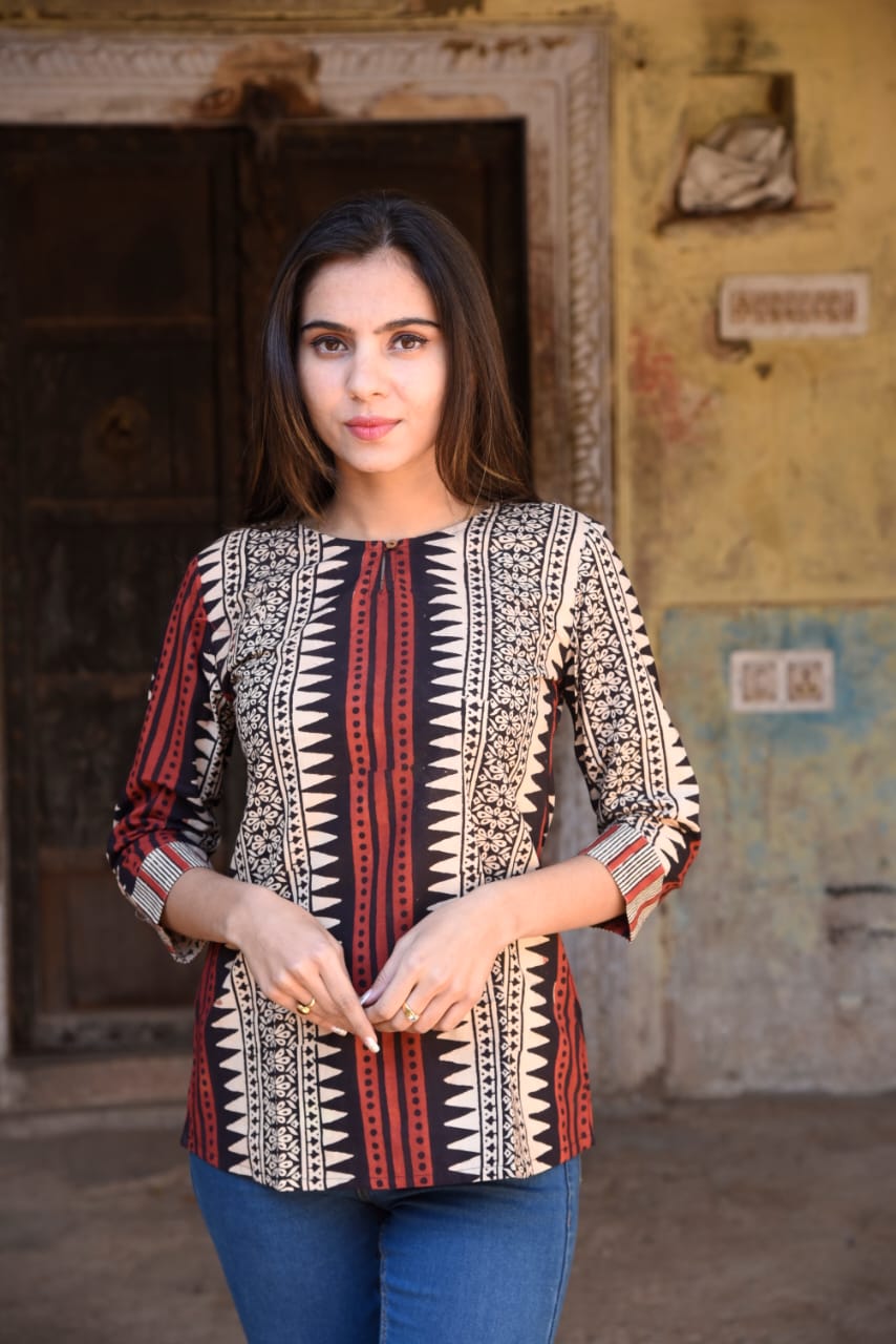 JAIPUR HANDBLOCK PRINT New collection of cotton hand printed short kurti 44