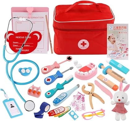 Wooden Doctor Kit for Kids for Toddler Boys Girls Ages 3+ ( 23pcs Set )