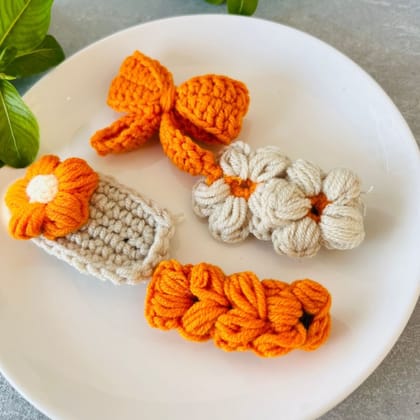 Orange Braided Hair Clip Set