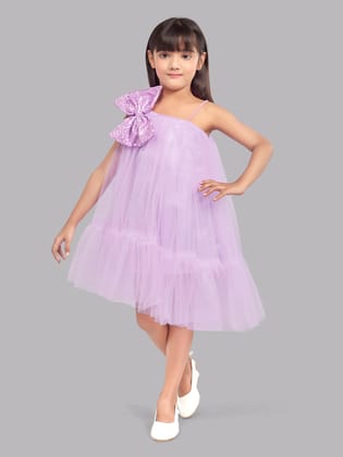 One Shoulder Asymmetrical  Dress -Lavender-3-4 Y / Lavender