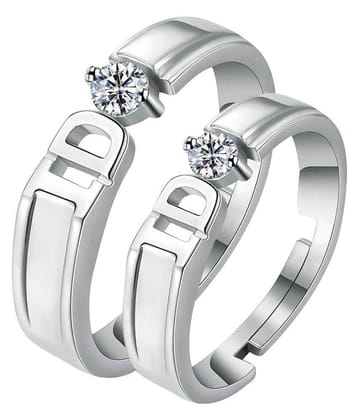 Paola  Adjustable Couple Rings Set for lovers Silverplated Exclusive I DO Solitaire Valentine Gift Sets  For Men And Women Jewellery - None