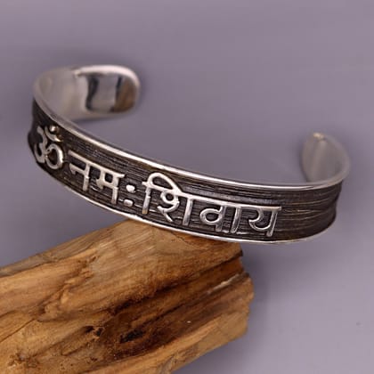 Vintage antique design adjustable mantra bangle bracelet 925 sterling silver "Aum Namah Shivay" unisex bracelet gifting jewelry nsk141