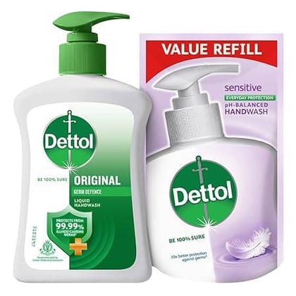 Dettol Liquid Handwash (Original) - 200 ml with Free Liquid Handwash - 175 ml (Any Variant)