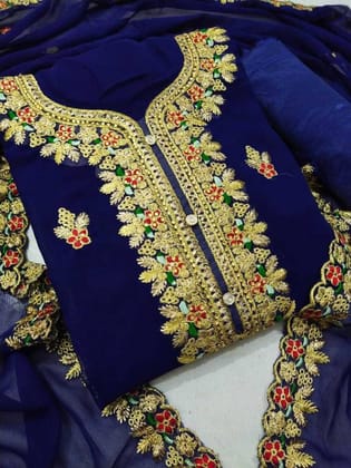 Unstitched Georgette Salwar Suit Material Embroidered