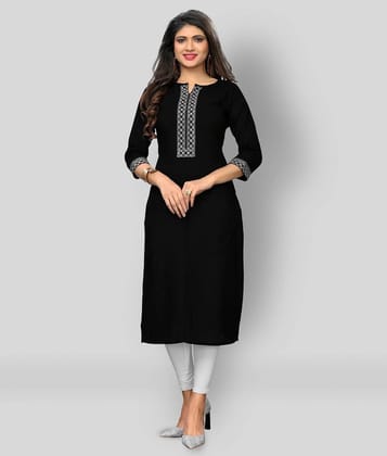 Vbuyz - Black Cotton Womens Straight Kurti ( Pack of 1 ) - L