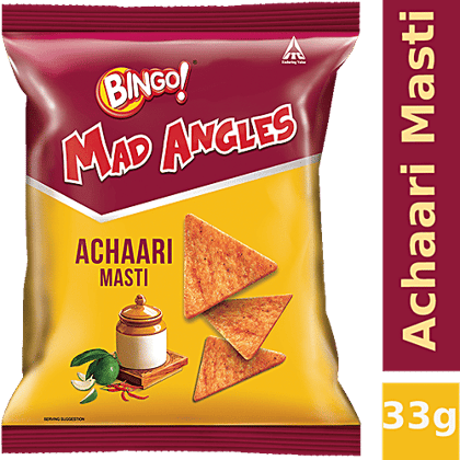 Bingo Mad Angles – Achaari Masti,Crunchy Triangle Chips Perfect for Snacking, 33 g Pouch