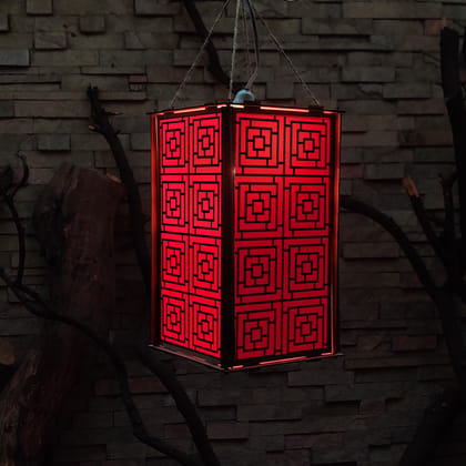 DIY Ecofriendly MDF Kandil - Zen Pattern (Red)