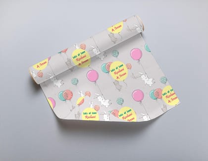 Custom Gift Wrapping Paper- Bunny Theme-Lots of Love / Set of 10 sheets