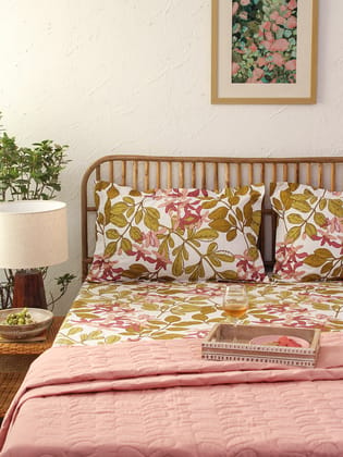 Moringa Pink Bedsheet with Pillow Cover-Single