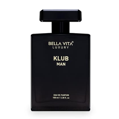 Bella Vita Luxury KLUB Man Eau De Parfum Perfume for Men with Lemon, Rose and Vanilla|Musky and Spicy Long Lasting Premium EDP Fragrance Scent, 100Ml