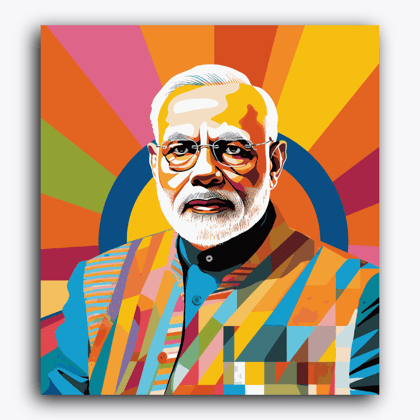 Narendra Modi ji - Abstract-Without Frame / 18x20 inch / 24 Palette