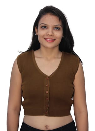 Romano nx Sleeveless Wool Warm Winter Saree Blouse for Women-Small