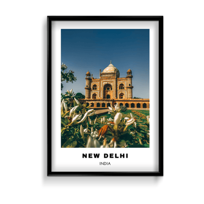 New Delhi Colored City Art-A4 / Art Paper Print / Black Frame