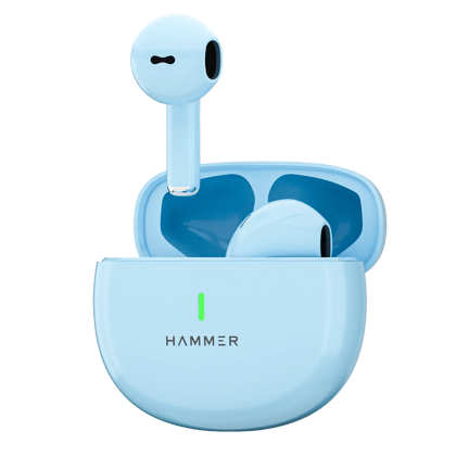 Hammer Ultra Pods TWS Earbuds with 3D Stereo Sound  Touch Controls-UP Blue