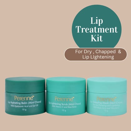 Pack Of Perenne Lip Hydrating Balm, Lip Lightening Scrub &  Lip Sleeping Mask (Mint Choco, 10gm x 3)-Pack Of 3 (10gm x 3)