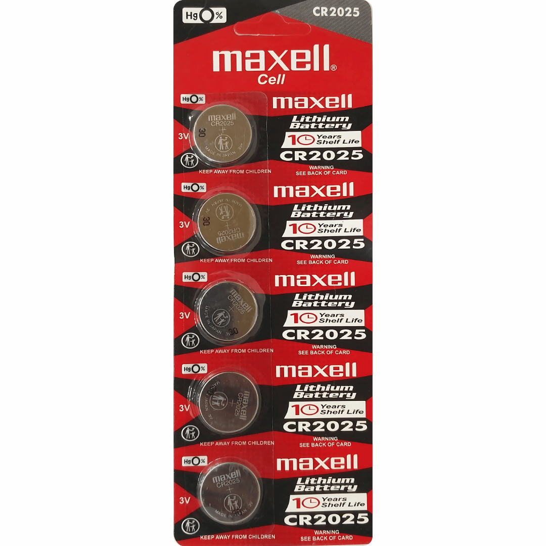 Maxell CR2025 3V Lithium Button Cell Battery-Pack of 5